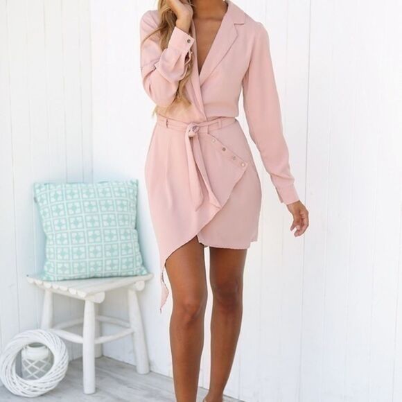 Runaway the Label Dresses & Skirts - Pink Asymmetrical Shirt Dress S